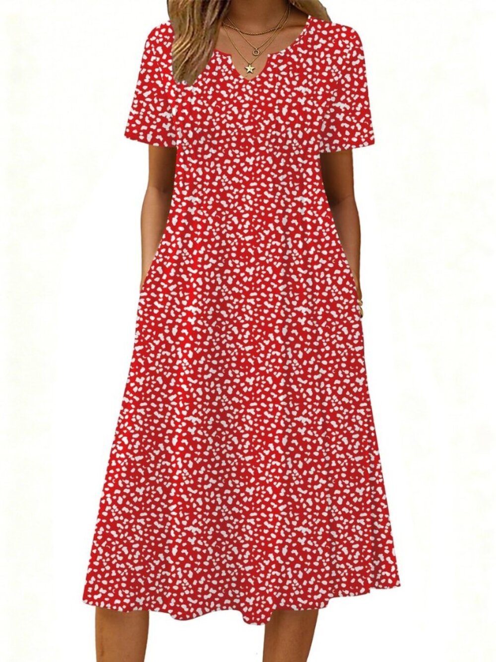 Summer Dresses for Women 2026 Casual Short Sleeve Aline Midi Dress with Pocket